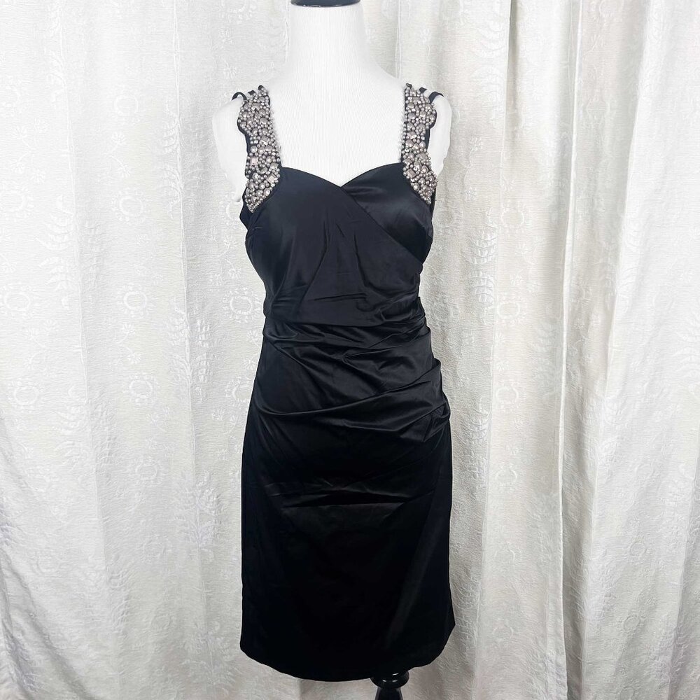 Lucy Paris taffeta bodycon cocktail dress beaded straps
